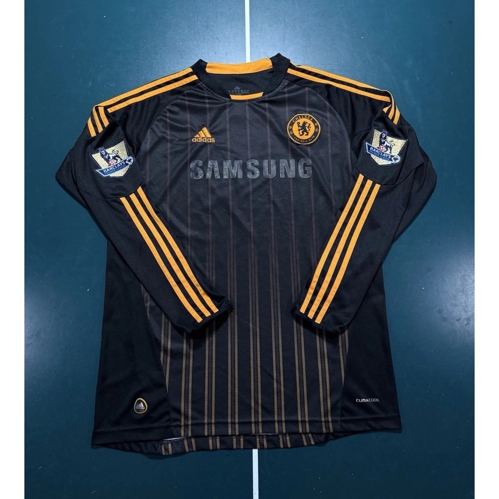 Chelsea FC Didier Drogba Adidas Soccer Jersey Men XL Black Long Sleeve 2010/2011